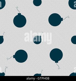 bomb icon sign. Seamless pattern with geometric texture. Vector Stock Vector