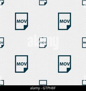 mov file format icon sign. Seamless pattern with geometric texture. Vector Stock Vector
