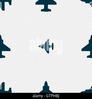 Aircraft or Airplane Icon sign. Seamless pattern with geometric texture. Vector Stock Vector