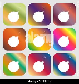 bomb icon . Nine buttons with bright gradients for beautiful design. Vector Stock Vector