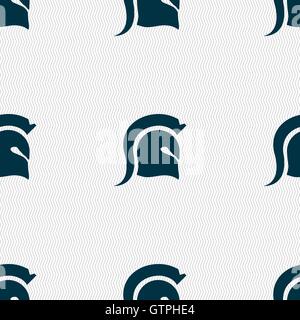 Spartan Helmet icon sign. Seamless pattern with geometric texture. Vector Stock Vector