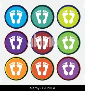 Food step Icon sign. Nine multi colored round buttons. Vector Stock Vector