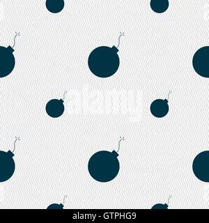 bomb icon sign. Seamless pattern with geometric texture. Vector Stock Vector