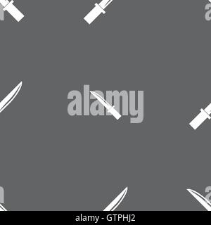 knife icon sign. Seamless pattern on a gray background. Vector Stock Vector