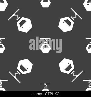 Cableway cabin icon sign. Seamless pattern on a gray background. Vector Stock Vector