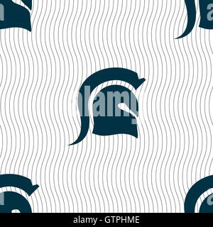 Spartan Helmet icon sign. Seamless pattern with geometric texture. Vector Stock Vector