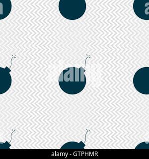bomb icon sign. Seamless pattern with geometric texture. Vector Stock Vector