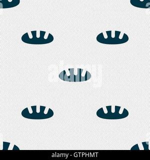 Bread icon sign. Seamless pattern with geometric texture. Vector Stock Vector