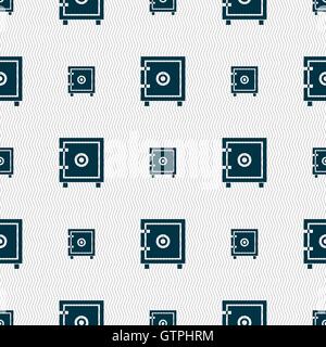 Safe money icon sign. Seamless pattern with geometric texture. Vector Stock Vector