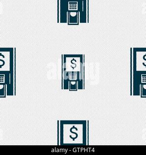 atm icon sign. Seamless pattern with geometric texture. Vector Stock Vector