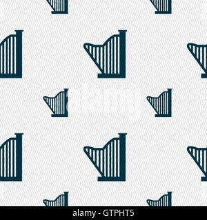 Harp icon sign. Seamless pattern with geometric texture. Vector Stock Vector
