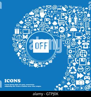 OFF icon . Nice set of beautiful icons twisted spiral into the center of one large icon. Vector Stock Vector