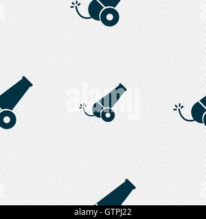 Cannon icon sign. Seamless pattern with geometric texture. Vector Stock Vector