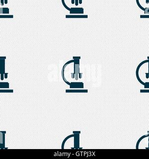 Microscope icon sign. Seamless pattern with geometric texture. Vector Stock Vector