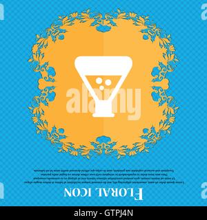 chemistry icon icon. Floral flat design on a blue abstract background with place for your text. Vector Stock Vector