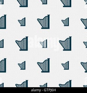 Harp icon sign. Seamless pattern with geometric texture. Vector Stock Vector