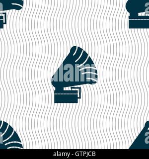 Gramophone icon. sign. Seamless pattern with geometric texture. Vector Stock Vector
