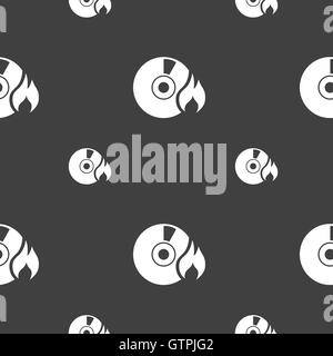 CD icon sign. Seamless pattern on a gray background. Vector Stock Vector