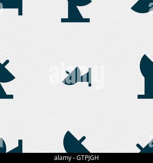 satellite dish icon sign. Seamless pattern with geometric texture. Vector Stock Vector