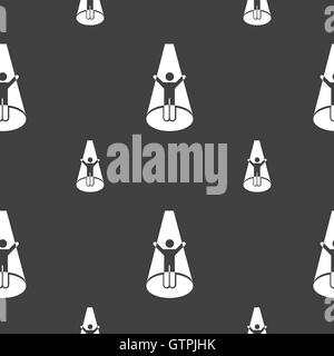 Spotlight icon sign. Seamless pattern on a gray background. Vector Stock Vector
