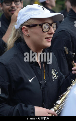 Saxophonist from the University of Colorado Marching Band Stock Photo