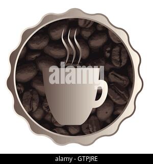 A collection of fresh coffee beans with a graphic design cup image Stock Vector