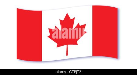 The Canadian flag waving over a white background Stock Vector