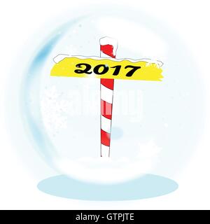 A pole and sign with the legend 2017 over white Stock Vector