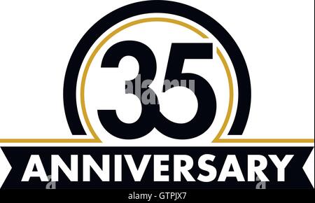 Anniversary vector unusual label. Thirty-fifth anniversary symbol. 35 years birthday abstract logo. The arc in a circle. 35th ju Stock Vector