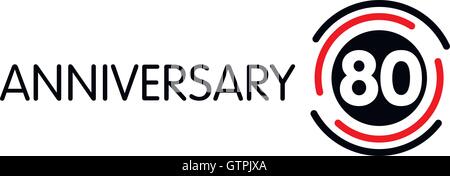Anniversary vector unusual label. Seventieth anniversary symbol. 80 years birthday abstract logo. The arc in a circle. 80th jubi Stock Vector