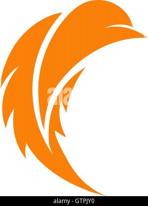 Stylized bird logo. Orange color bird. Stylish bird. Abstract bird. Bird icon. Stock Vector