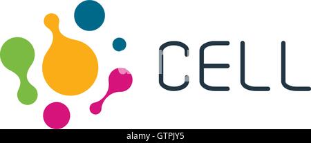 Cell vector logo. Isolated unusual chemistry icon. Colorful logo template. Stock Vector