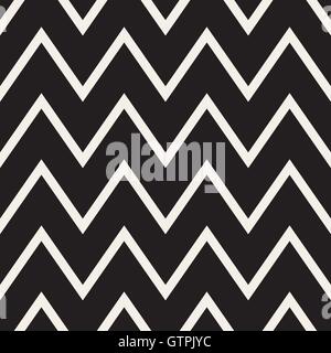 Vector Seamless Black and White ZigZag Horizontal Lines Geometric Pattern Stock Vector