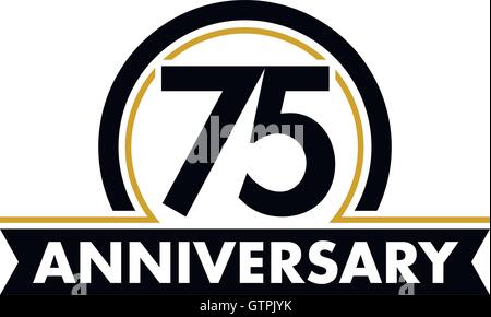 Anniversary vector unusual label. Seventy-fifth anniversary symbol. 75 years birthday abstract logo. The arc in a circle. 75th j Stock Vector