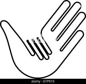 Isolated vector hands logo. Orphanage emblem. Family sign. Children care image. Adoption illustration. Child raising sing. Kinde Stock Vector