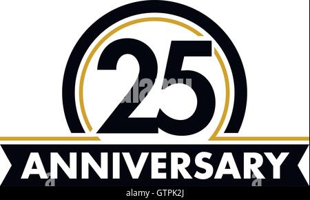 Anniversary vector unusual label. Twenty-fifth anniversary symbol. 25 years birthday abstract logo. The arc in a circle. 25th ju Stock Vector