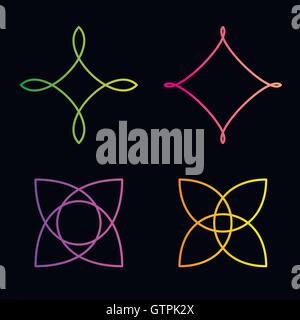 Isolated colorful abstract floral vector logo set. Flower images collection. Plant outline. Decorative pattern. Stock Vector