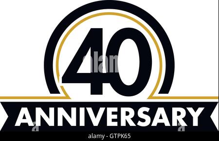 Anniversary vector unusual label. Fortieth anniversary symbol. 40 years birthday abstract logo. The arc in a circle. 40th jubile Stock Vector