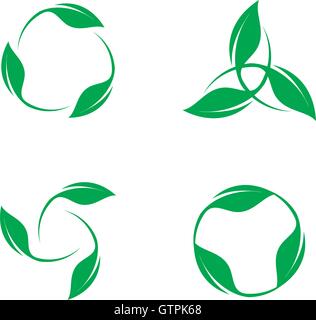 Wind energy day. Green abstract logo. Leaf logo set. Stock Vector