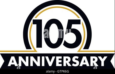 Anniversary vector unusual label. One hundred fifth anniversary symbol. 105 years birthday abstract logo. The arc in a circle. 1 Stock Vector