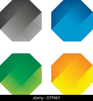 Isolated abstract polygonal vector logo set. Colorful hexagons on the white background collection. Simple flat geometric polygon Stock Vector