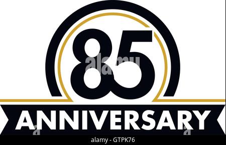 Anniversary vector unusual label. Seventieth anniversary symbol. Birthday abstract logo. The arc in a circle. 80th jubilee. Stock Vector