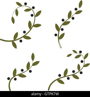 Isolated olive branch vector logo set. Oil logotypes collection. Peace day. Stock Vector