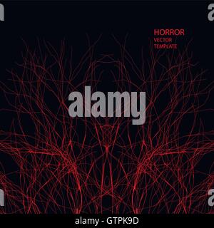 Horror vector background. Red branches. Abstract horror backdrop. Stock Vector