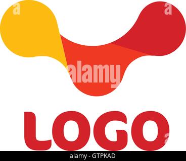 Isolated abstract unusual vector logo. Mixed red, yellow and orange color paint on the white background. Virus vector illustrati Stock Vector