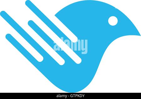 Funny, isolated, geek bird. Abstract vector shape. Minimalistic, modern, unusual, flat, decoration, elegant, silhouette stylized Stock Vector