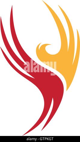 Firebird vector unusual logo. Phoenix elegant logo. Firebird icon isolated. Unusual phoenix, beauty firebird, abstract phoenix v Stock Vector