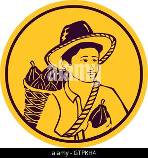 Farmer logo design template. Harvest vector illustration. Isolated human design. Farmer yellow color logo template. Harvest icon Stock Vector