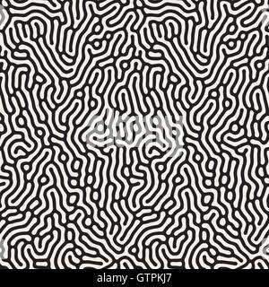 Vector Seamless Black and White Organic Lines Pattern Stock Vector