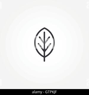 Black monoline life logo. Vector leaf icon. Stock Vector